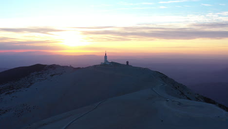 Antenna-summit-of-the-Mont-Ventoux-aerial-sunset-Tour-de-France-cycling-race